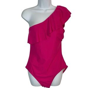 KONA SOL Ruffle One Shoulder One Piece Swimsuit